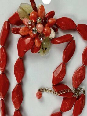 Fashion Jewelry Necklace 27 in Coral Color Oversized CHUNKY